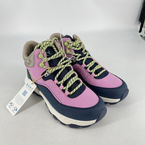 Roxy Pinnacle Sneaker Ankle Shoes Size 8 Light Pink & Navy Blue Color Lace Up - Picture 1 of 8
